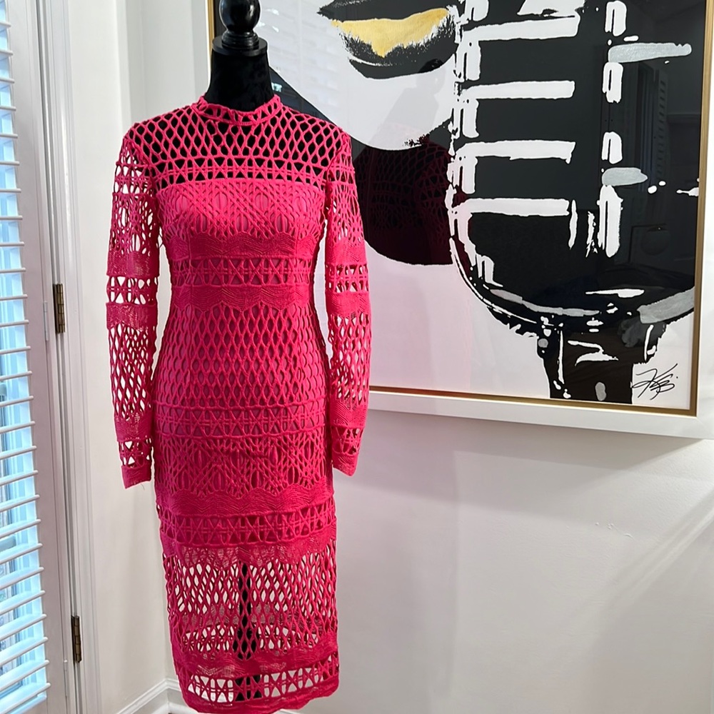 Danity Hot Pink Crocheted Dress, Size S